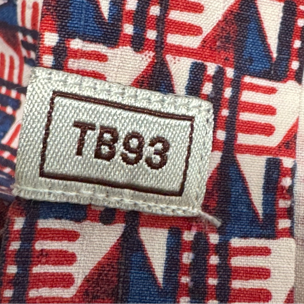 Tommy Bahama Textured Silk Flag Button Up Shirt XXL Red White Blue Casual Beach - Picture 9 of 11